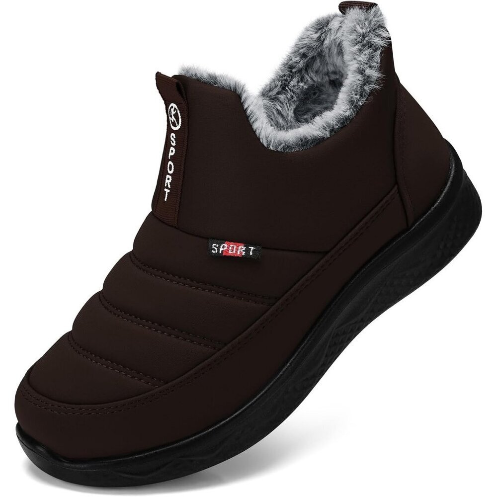 Women’s 03 Brown Winter Snow Boots Fur Lined Waterproof Insulated Slip On Shoes